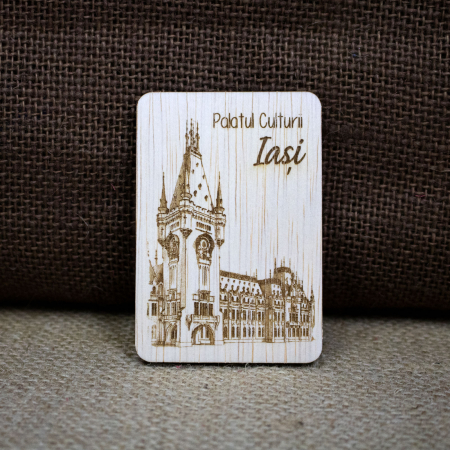 Palate si Curti Domnesti - Magnet de frigider din lemn, gravat, Palatul Culturii Iasi
