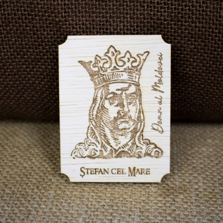 Cetatea de Scaun a Sucevei - Magnet de frigider din lemn, gravat, Stefan cel Mare