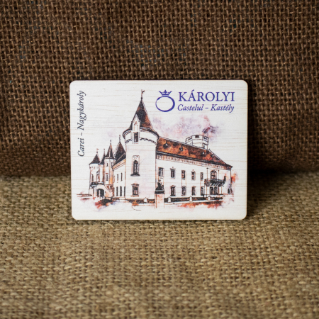 Castelul Karolyi, Carei - Magnet de frigider din lemn, color, Castelul Karolyi, Carei