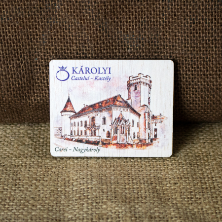 Castelul Karolyi, Carei - Magnet de frigider din lemn, color, Castelul Karolyi, Carei