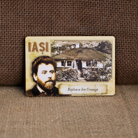 Bojdeuca "Ion Creanga", Iasi - Magnet de frigider din lemn, vintage, Bojdeuca lui Ion Creanga, Iasi