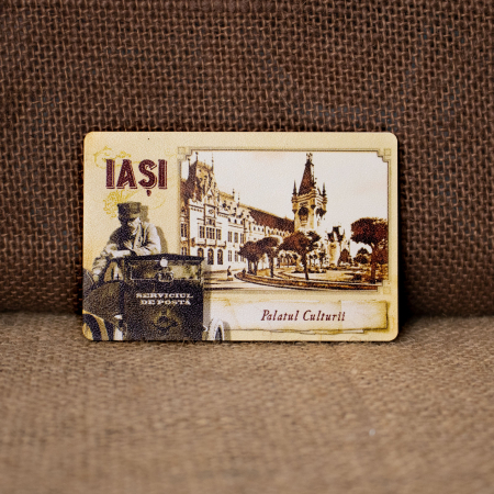 Palatul Culturii Iasi - Magnet de frigider din lemn, vintage, Palatul Culturii Iasi