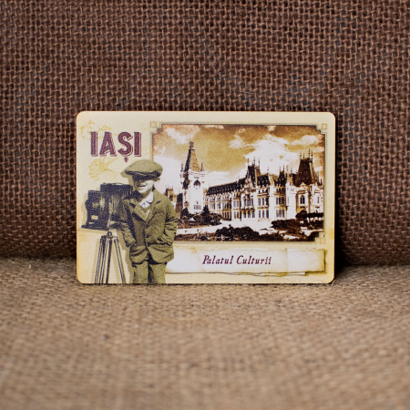 Palatul Culturii Iasi - Magnet de frigider din lemn, vintage, Palatul Culturii Iasi