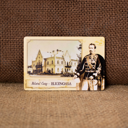 Palatul Alexandru Ioan Cuza, Ruginoasa - Magnet de frigider din lemn, VINTAGE, Palatul Cuza de la Ruginoasa (Alexandru Ioan Cuza)