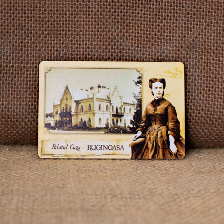 Palatul Alexandru Ioan Cuza, Ruginoasa - Magnet de frigider din lemn, VINTAGE, Palatul Cuza de la Ruginoasa (Elena Doamna)