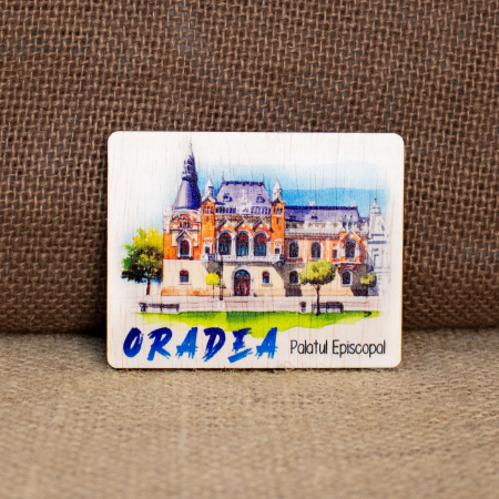 Magnet de frigider din lemn, acuarela,  "Palatul Episcopal" Oradea [2]