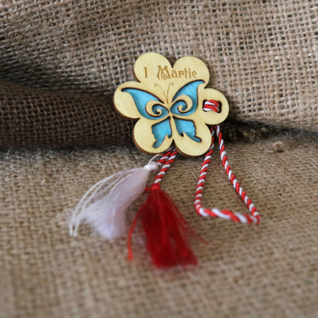 Martisor din lemn, Fluture, albastru [2]