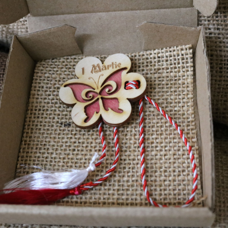 Martisor din lemn, Fluture, rosu [5]