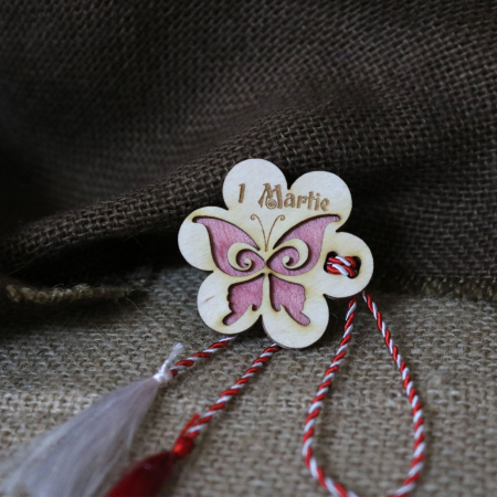 Martisor din lemn, Fluture, rosu [1]