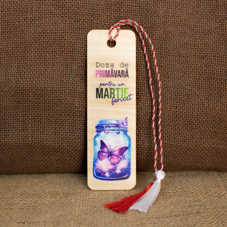 Semne de carte - Martisor din lemn, semn de carte, personalizat "Doza de PRIMAVARA"