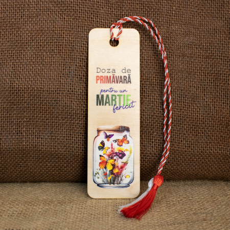 Semne de carte - Martisor din lemn, semn de carte, personalizat "Doza de PRIMAVARA"