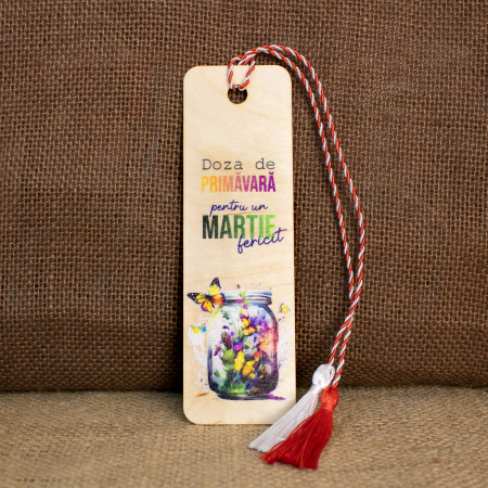 Semne de carte - Martisor din lemn, semn de carte, personalizat "Doza de PRIMAVARA"
