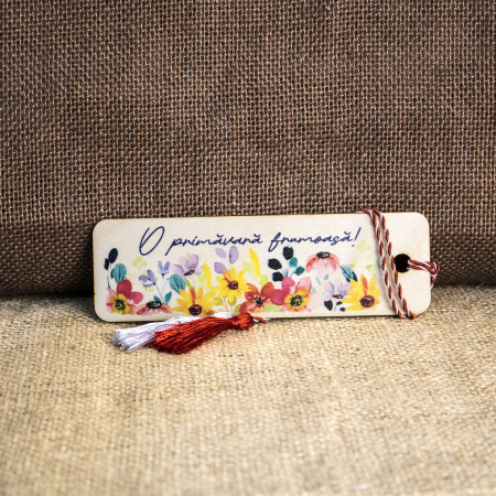 Semne de carte - Martisor din lemn, semn de carte, personalizat, Flori de primavara
