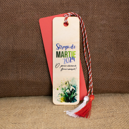 Martisor din lemn, semn de carte, personalizat "Stropi de MARTIE" [1]