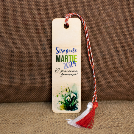 Semne de carte - Martisor din lemn, semn de carte, personalizat "Stropi de MARTIE"