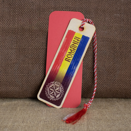 Semne de carte - Martisor din lemn, semn de carte, personalizat "Visit Romania"