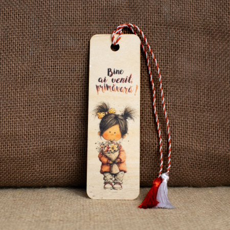 Martisor din lemn, semn de carte, "Primavara in dar" [1]