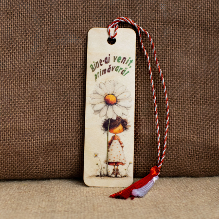 Martisor din lemn, semn de carte, "Zâmbet de primăvară" [1]