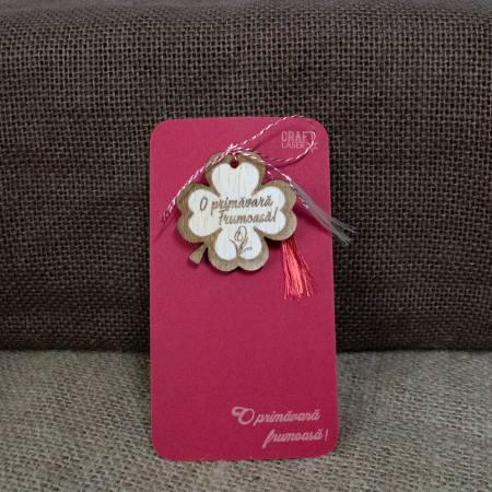 Martisor din lemn, "Trifoi cu patru foi" [3]