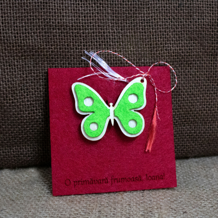 Martisor Personalizat Fluture, din lemn si fetru (culoare: verde) [3]
