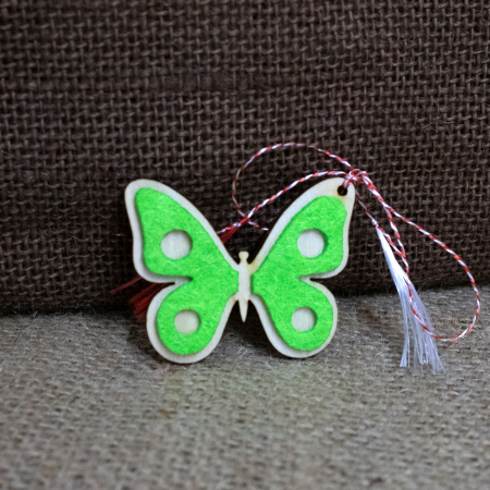 Martisor Personalizat Fluture, din lemn si fetru (culoare: verde)