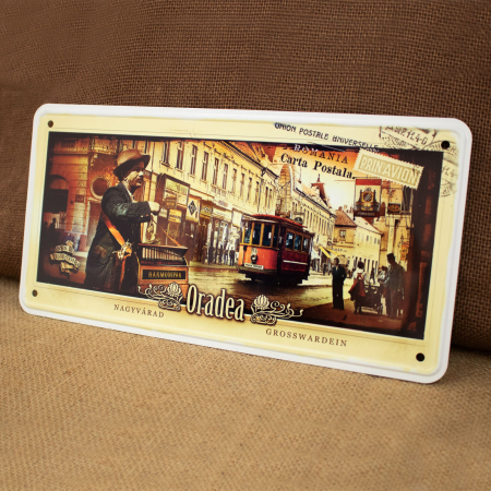 Tablou metalic decorativ suvenir, Belle Epoque Trubadur in Oradea [2]