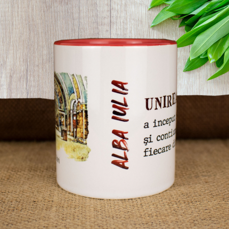 Cana suvenir "Sala Unirii" Alba Iulia (Unirea a inceput in 1918 si continua in fiecare dimineata ) [2]