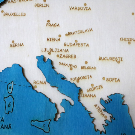 Puzzle Educativ Din Lemn, Gravat, Harta Europei Pe Tari Si Capitale [8]