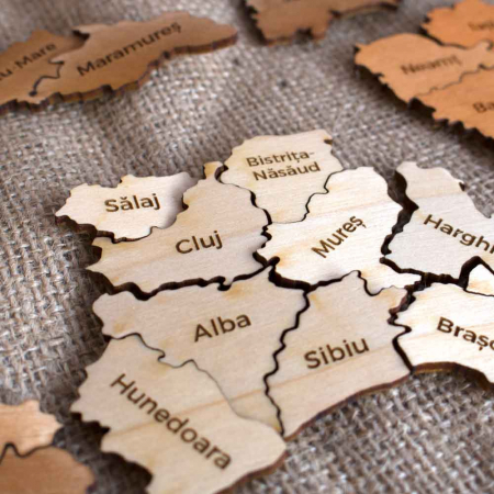 Puzzle Educativ Din Lemn, Gravat, Harta Romaniei Pe Judete [5]
