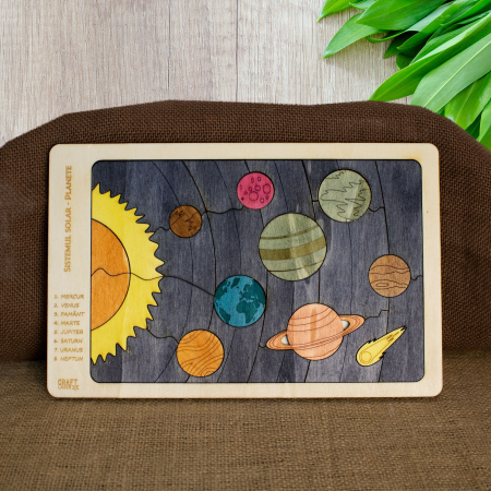 Puzzle Educativ Pentru Copii , Din Lemn, “Planete Ale Sistemului Solar”