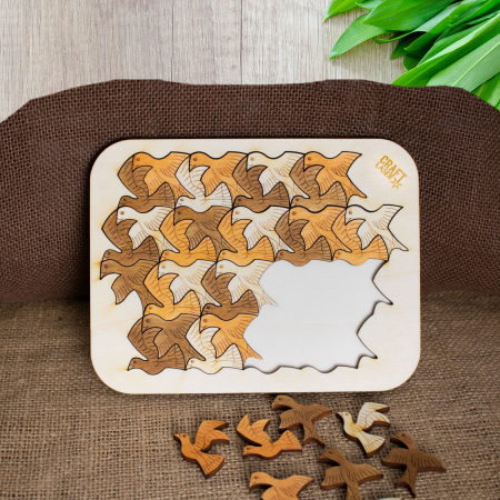 Puzzle Personalizat Educativ Pentru Copii , Din Lemn, “Pasari” [1]