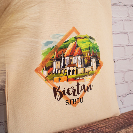 Sacosa din bumbac, suvenir, Biserica Fortificata Biertan, Sibiu [3]