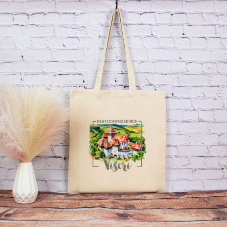 Biserica Fortificata Viscri - Sacosa din bumbac, suvenir, Biserica Fortificata Viscri