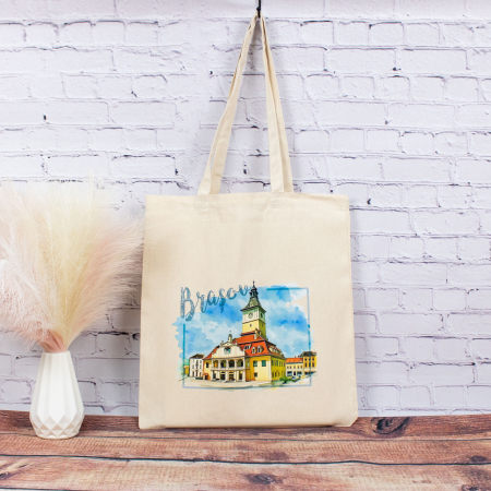 Sacosa suvenir Destinatii Turistice - Sacosa din bumbac, suvenir, Casa Sfatului, Brasov