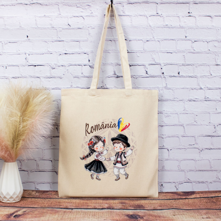 Romania - Sacosa din bumbac, suvenir, Românași, așa cum suntem