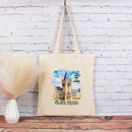 Sacosa suvenir Destinatii Turistice - Sacosa din bumbac, suvenir, Palatul Culturii, Iasi