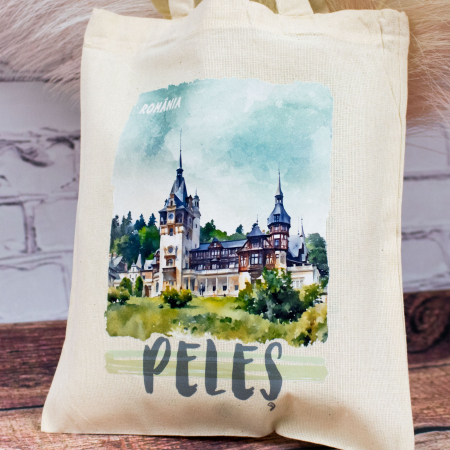 Sacosa din bumbac, suvenir, Peles, dimensiune 22 x 26 cm [2]