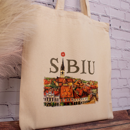 Sacosa din bumbac, suvenir, Sibiu medieval [4]