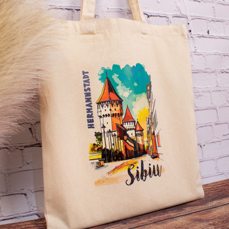 Sacosa din bumbac, suvenir, Strada Cetatii, Sibiu [4]