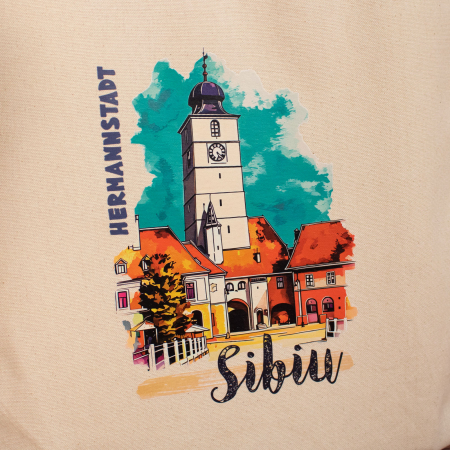 Sacosa din bumbac, suvenir, Turnul Sfatului, Sibiu [5]