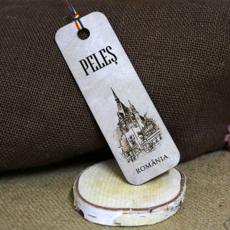 Semn de carte, din lemn, Gravat “Castelul Peles” Sinaia [2]