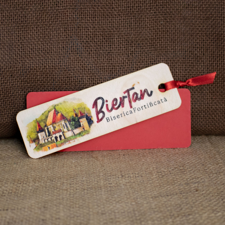 Semn De Carte suvenir, Din Lemn, acuarela, Biserica Fortificata Biertan, Biertan, Sibiu [1]