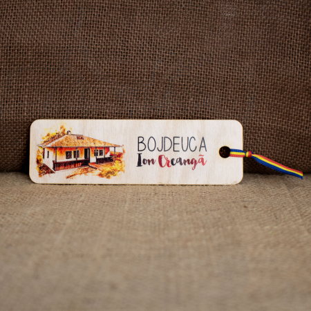 Bojdeuca "Ion Creanga", Iasi - Semn de carte suvenir, din lemn, acuarela, vintage, "Bojdeuca lui Ion Creanga" Iasi