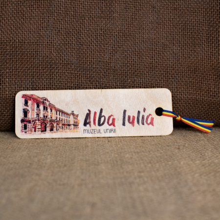 Colectia Semne de carte Suvenir - Semn de carte suvenir, din lemn, acuarela vintage, Muzeul Unirii, Alba Iulia