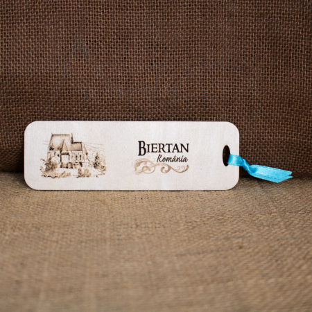 Biserica Fortificata Biertan - Semn De Carte suvenir, Din Lemn, Gravat, Biserica Fortificata Biertan, Biertan, Sibiu