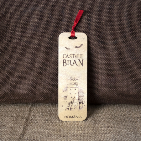 Castelul Bran - Semn de carte suvenir, din lemn, gravat, Castelul Bran