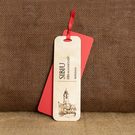 Semn De Carte suvenir, Din Lemn, Gravat , Turnul Sfatului,  Sibiu [1]