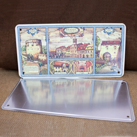 Tablou metalic decorativ, suvenir, Brasov medieval (set 6 bucati) [5]