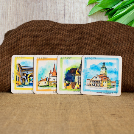 Suport pahare suvenir, din lemn, Biserica Neagra, Brasov [3]