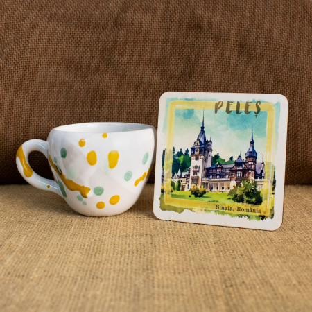 Suport pahare suvenir, din lemn, Castelul Peles (set 4 bucati) [3]